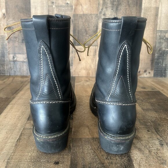 Wesco Logger Steel Toe Black Lace Up Work Boots Mens 11 D - Picture 8 of 12